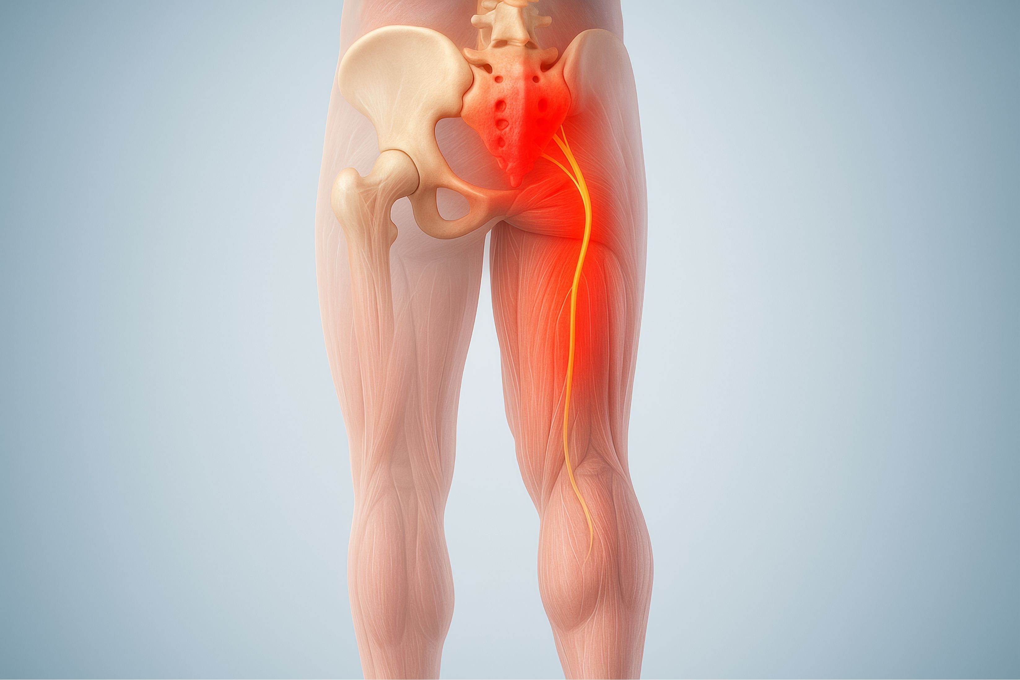 Ucisk na nerw kulszowy, ból promieniujący Ucisk nerwu, rwa kulszowa
