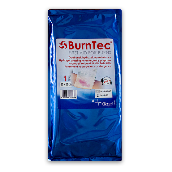 Kikgel BurnTec - Opatrunek hydrożelowy na oparzenia i rany - 20 cm x 20 cm