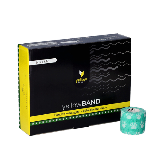 yellowSPORT yellowBAND - Bandaż kohezyjny - 5 cm x 4,5 m - Zielony w łapki - Opakowanie 12 szt.
