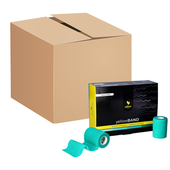 Bandaż kohezyjny yellowBAND - 7,5cm x 4,5m, soczyście zielony, zestaw 192 szt.