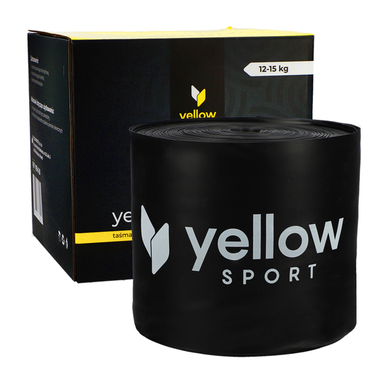 yellowFLAT Band - Taśma TPE do ćwiczeń i fizjoterapii - W rolce, do cięcia - Czarna - 15 cm x 30 m - Opór 12-15 kg