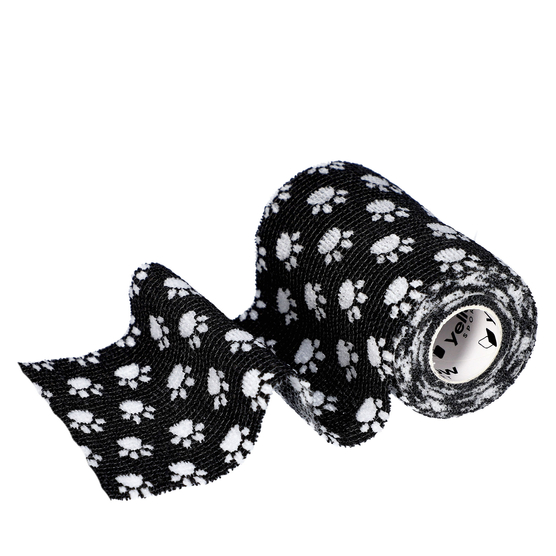 yellowSPORT yellowBAND - Bandaż kohezyjny - 10 cm x 4,5 m - Czarny w łapki