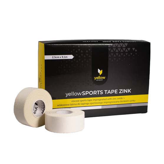 yellowSPORTS TAPE ZINK - Taśma sztywna do tapingu - Z tlenkiem cynku - 2,5 cm x 9,1 m - Biała - 12 szt.