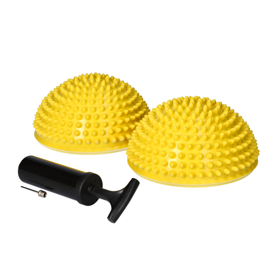 yellowBALANCE - Półkule sensomotoryczne z pompką - Żółte - 16 cm - 2 szt.