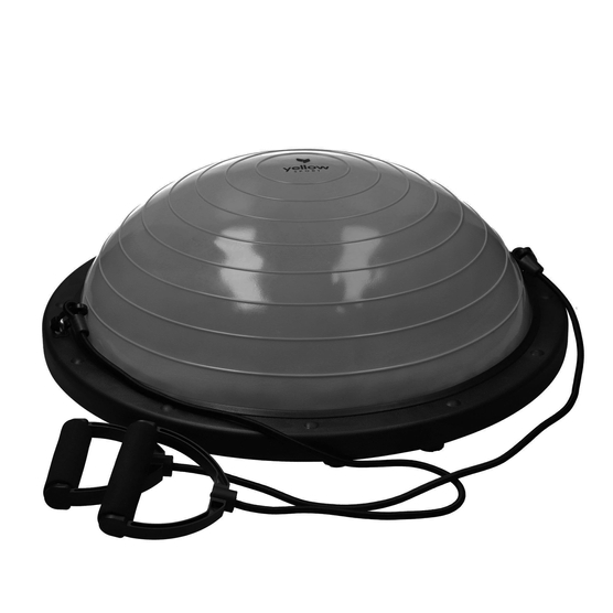 yellowSPORT yellowBOSU - Trener równowagi z uchwytami i pompką - Szary - 58 cm