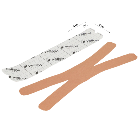 yellowPRECUT TAPE - Taśma do kinesiotapingu - Gotowe plastry w kształcie X - Beżowe - 20 aplikacji x 25 cm