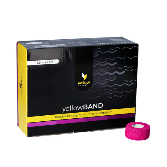 yellowSPORT yellowBAND - Bandaż kohezyjny - 2,5 cm x 4,5 m - Fioletowy - Opakowanie 12 szt.