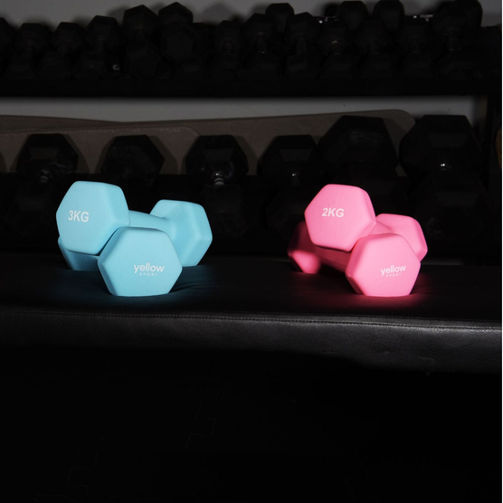 yellowDUMBBELL - Zestaw hantli 2 x 3 kg - Niebieskie - 1 para