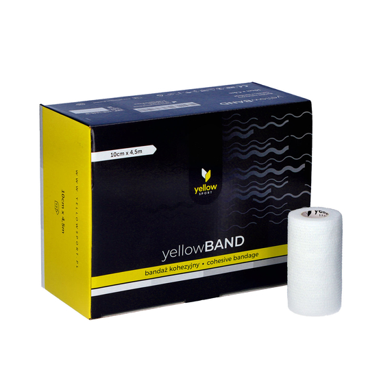 yellowSPORT yellowBAND - Bandaż kohezyjny - 10 cm x 4,5 m - Biały - Opakowanie 12 szt.