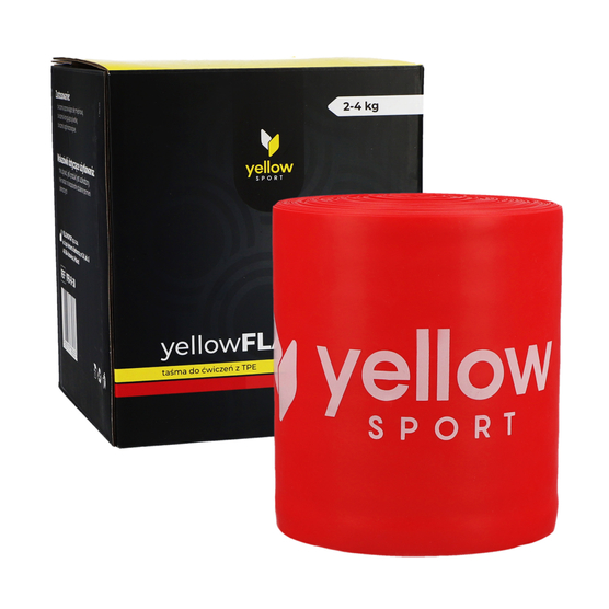 yellowFLAT Band - Taśma TPE do ćwiczeń i fizjoterapii - W rolce, do cięcia - Czerwona - 15 cm x 30 m - Opór 2-4 kg