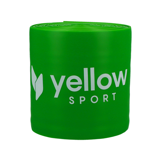 yellowFLAT Band - Taśma TPE do ćwiczeń i fizjoterapii - W rolce, do cięcia - Zielona - 15 cm x 30 m - Opór 5-8 kg