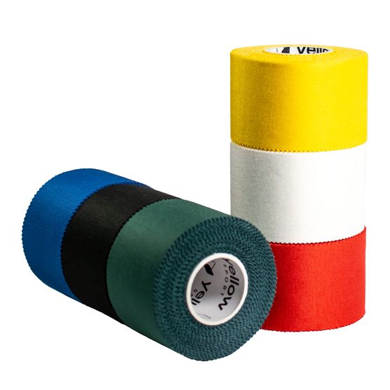 yellowSPORTS TAPE ZINK - Taśma sztywna do tapingu - Z tlenkiem cynku - 3,8 cm x 9,1 m - Mix kolorów (biały, zielony, niebieski, czarny, czerwony, żółty) -  Opakowanie  6 szt.
