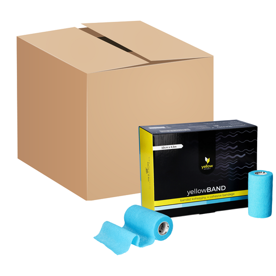 Bandaż kohezyjny yellowBAND - 10cm x 4,5m, jasnoniebieski, zestaw 144 szt.