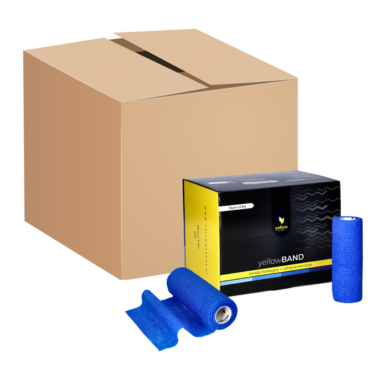 yellowBAND - Bandaż kohezyjny - 15 cm x 4,5 m - Niebieski - Opakowanie zbiorcze (Zestaw 96 szt.)