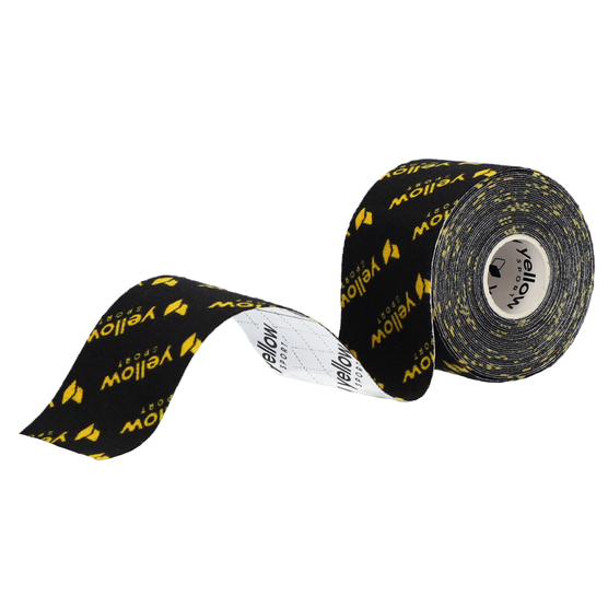 yellowTAPE - Taśma do kinesiotapingu - 5 cm x 5 m - Czarna z logo yellowSPORT