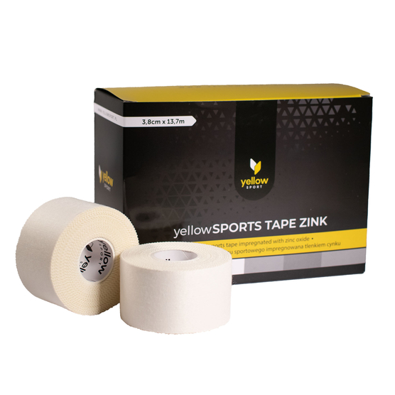 yellowSPORT yellowSPORTS TAPE ZINK - Taśma sztywna do tapingu - Z tlenkiem cynku - 3,8 cm x 13,7 m - Biała - Opakowanie 6 szt.