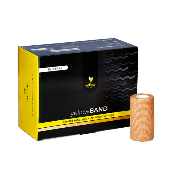yellowSPORT yellowBAND - Bandaż kohezyjny - 10 cm x 4,5 m - Beżowy - Opakowanie 12 szt.