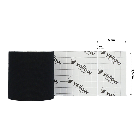 yellowTAPE - Taśma do kinesiotapingu - 7,5 cm x 5 m - Czarna