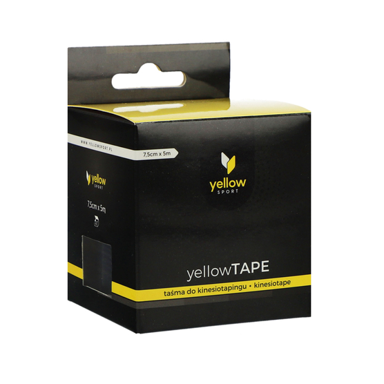 yellowTAPE - Taśma do kinesiotapingu - 7,5 cm x 5 m - Czarna