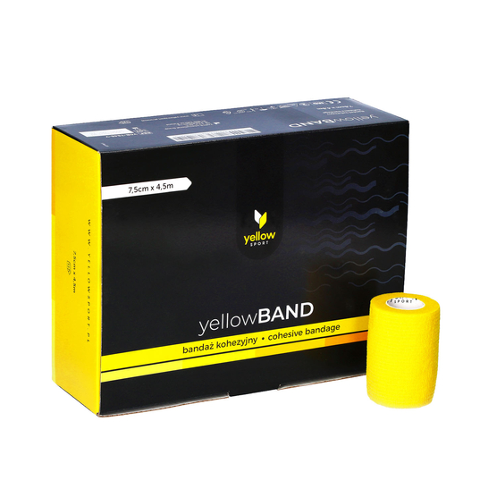 yellowSPORT yellowBAND - Bandaż kohezyjny - 7,5 cm x 4,5 m - Żółty - Opakowanie 12 szt.