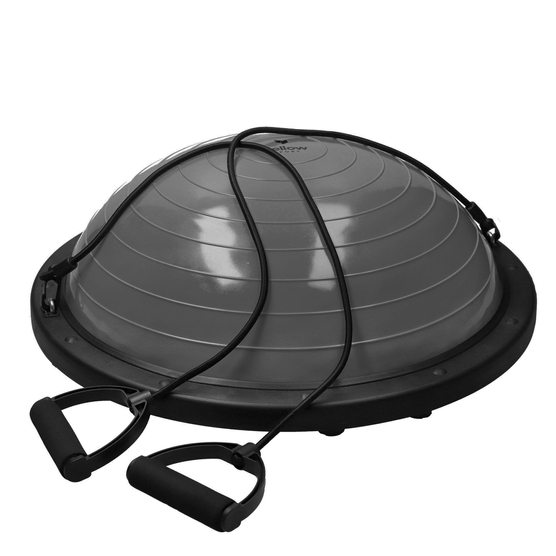 yellowSPORT yellowBOSU - Trener równowagi z uchwytami i pompką - Szary - 58 cm