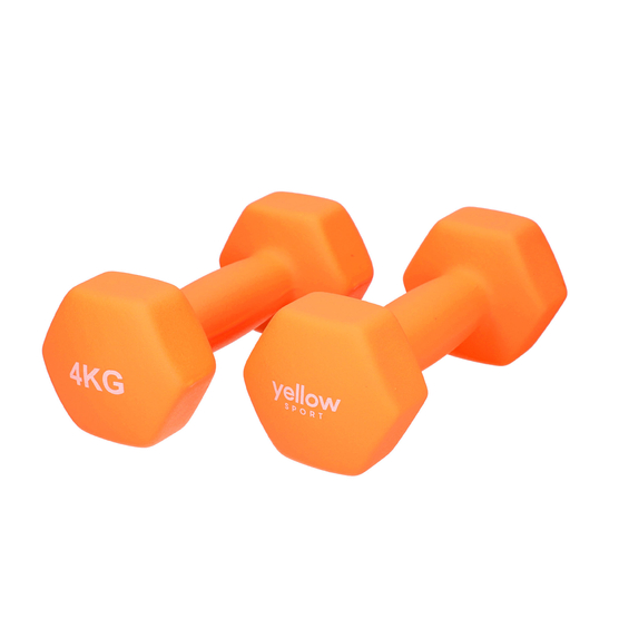 yellowDUMBBELL - Zestaw hantli 2 x 4 kg - Pomarańczowe - 1 para