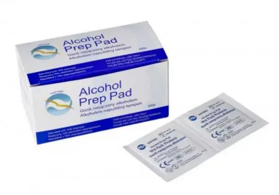 ALCOHOL PREP PAD - Gaziki do dezynfekcji, sterylne 110 mm x 90 mm - 100 szt.