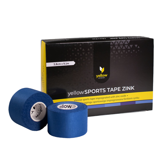 yellowSPORT yellowSPORTS TAPE ZINK - Taśma sztywna do tapingu - Z tlenkiem cynku - 3,8 cm x 9,1 m - Niebieska - Opakowanie 6 szt.