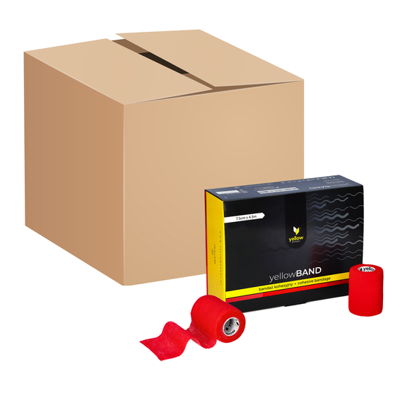 Bandaż kohezyjny yellowBAND - 7,5cm x 4,5m, czerwony, zestaw 192 szt.
