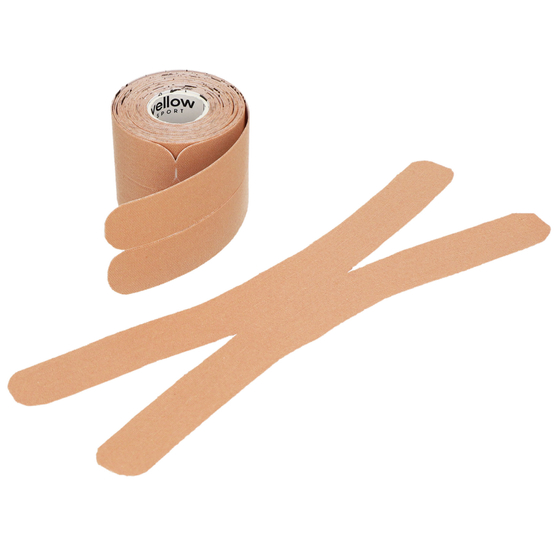 yellowPRECUT TAPE - Taśma do kinesiotapingu - Gotowe plastry w kształcie X - Beżowe - 20 aplikacji x 25 cm