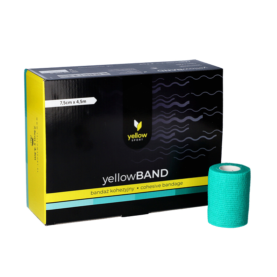 yellowSPORT yellowBAND - Bandaż kohezyjny - 7,5 cm x 4,5 m - Soczyście zielony - Opakowanie 12 szt.