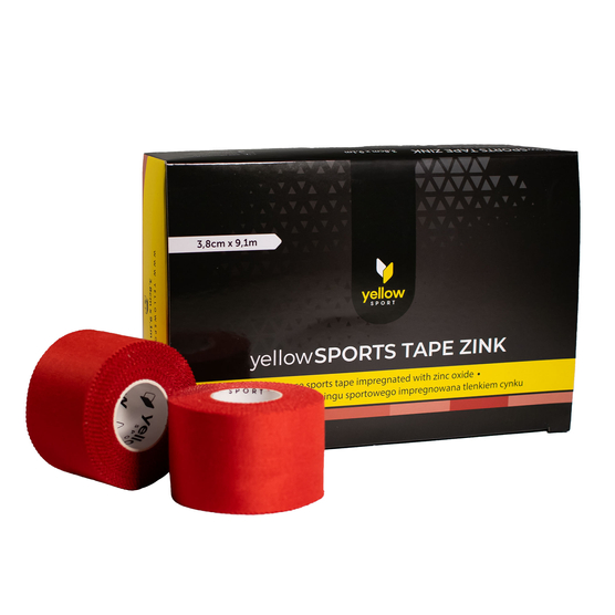 yellowSPORT yellowSPORTS TAPE ZINK - Taśma sztywna do tapingu - Z tlenkiem cynku - 3,8 cm x 9,1 m - Czerwona - Opakowanie 6 szt.