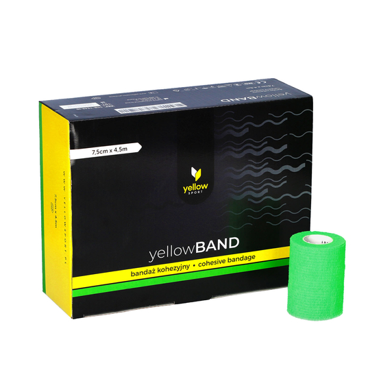 yellowSPORT yellowBAND - Bandaż kohezyjny - 7,5 cm x 4,5 m - Intensywnie zielony - Opakowanie 12 szt.