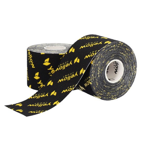 yellowTAPE - Taśma do kinesiotapingu - 5 cm x 5 m - Czarna z logo yellowSPORT