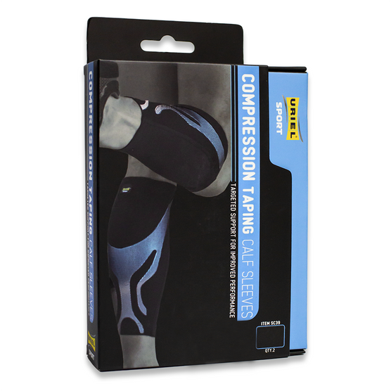 Uriel - Rękawy kompresyjne na łydki - Wsparcie mięśni i ścięgien, poprawa krążenia - Czarne - Rozmiar S - 2 szt.