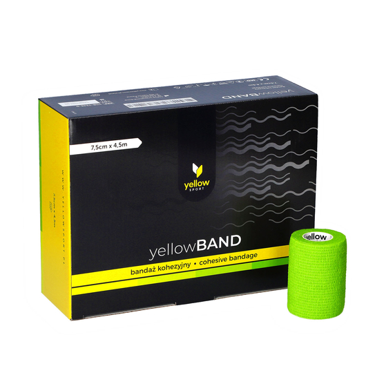 yellowSPORT yellowBAND - Bandaż kohezyjny - 7,5 cm x 4,5 m - Zielony - Opakowanie 12 szt.