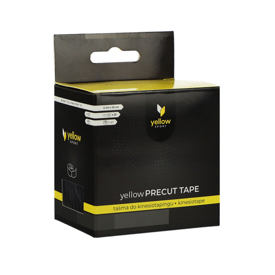 yellowPRECUT TAPE - Taśma do kinesiotapingu - Gotowe plastry w kształcie Y - Czarne - 20 aplikacji x 25 cm