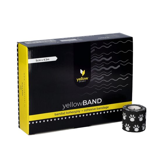 yellowSPORT yellowBAND - Bandaż kohezyjny - 5 cm x 4,5 m - Czarny w łapki - Opakowanie 12 szt.