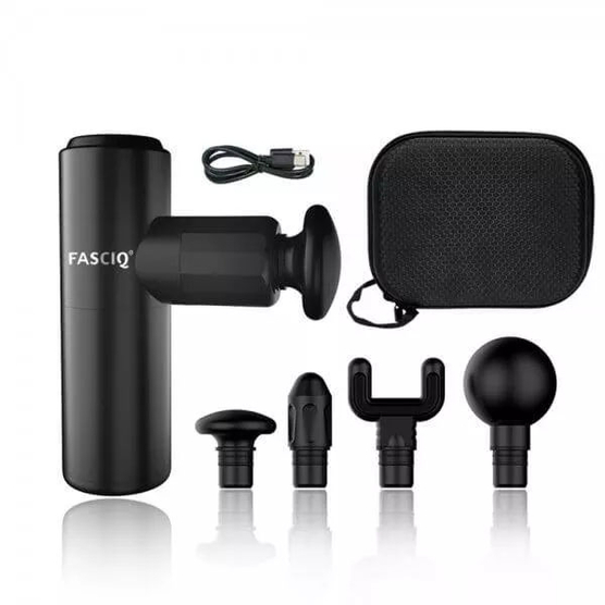 FASCIQ® Massage Gun Mini - Pistolet do masażu - Zestaw z dodatkowymi nakładkami (10 głowic)