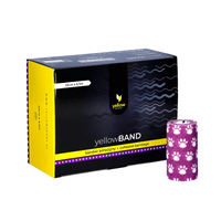 yellowSPORT yellowBAND - Bandaż kohezyjny - 10 cm x 4,5 m - Fioletowy w łapki - Opakowanie 12 szt.