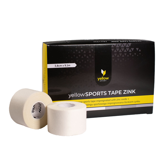 yellowSPORT yellowSPORTS TAPE ZINK - Taśma sztywna do tapingu - Z tlenkiem cynku - 3,8 cm x 9,1 m - Biała - Opakowanie 6 szt.
