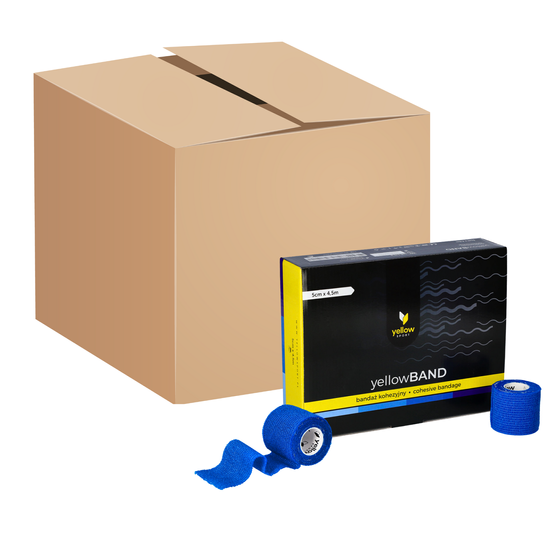 yellowBAND - Bandaż kohezyjny - 5 cm x 4,5 m - Niebieski - Opakowanie zbiorcze (Zestaw 288 szt.)