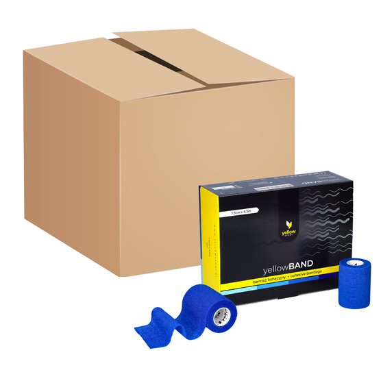 Bandaż kohezyjny yellowBAND - 7,5cm x 4,5m, niebieski, zestaw 192 szt.
