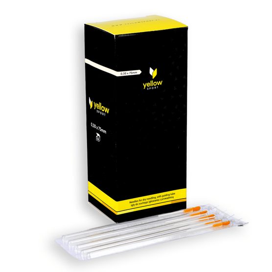 yellowSTING - Igły do suchego igłowania z prowadnicą - 0,30 x 75 mm - 100 szt.