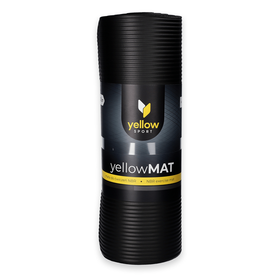 yellowMAT - Mata do ćwiczeń NBR - Czarna - 183 cm x 61 cm x 1,5 cm