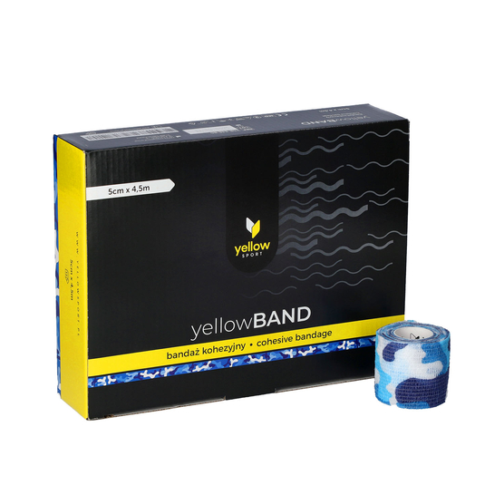 yellowBAND - Bandaż kohezyjny - 5 cm x 4,5 m - Niebieski moro - Opakowanie 12 szt.
