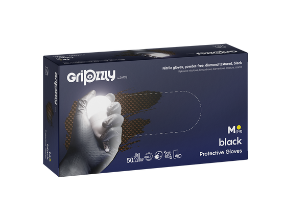 Rękawice nitrylowe Gripzzly 50szt. - czarne - M
