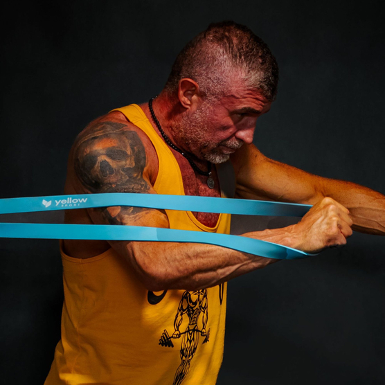 yellowPOWER Band - Guma do ćwiczeń - Niebieska - 208 cm x 3,2 cm - Opór 23-34 kg