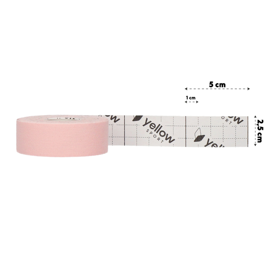 yellowTAPE - Taśma do kinesiotapingu limfatycznego twarzy - 2,5 cm x 5 m - Jasnoróżowa