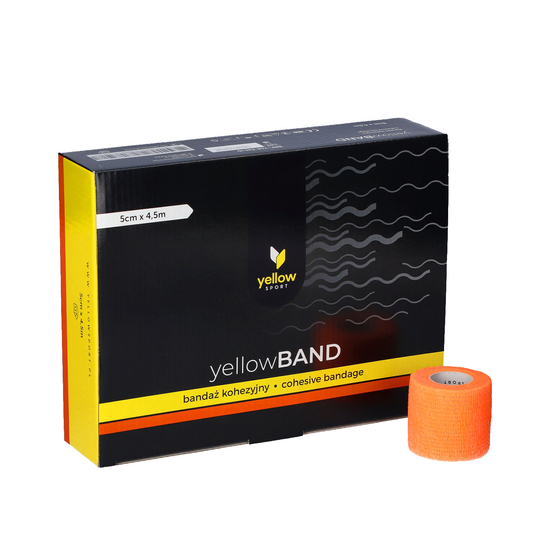 yellowSPORT yellowBAND - Bandaż kohezyjny - 5 cm x 4,5 m - Intensywnie pomarańczowy - Opakowanie 12 szt.